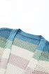 Lightweight Open Knit Striped Long Sleeve Cardigan