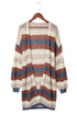 Lightweight Open Knit Striped Long Sleeve Cardigan