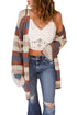 Lightweight Open Knit Striped Long Sleeve Cardigan