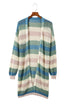 Lightweight Open Knit Striped Long Sleeve Cardigan