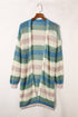 Lightweight Open Knit Striped Long Sleeve Cardigan