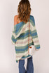 Lightweight Open Knit Striped Long Sleeve Cardigan