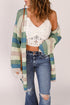 Lightweight Open Knit Striped Long Sleeve Cardigan
