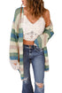Lightweight Open Knit Striped Long Sleeve Cardigan