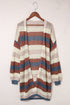 Lightweight Open Knit Striped Long Sleeve Cardigan