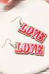 Lightweight Plywood Love Pendant Fishhook Drop Earrings