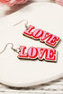 Lightweight Plywood Love Pendant Fishhook Drop Earrings