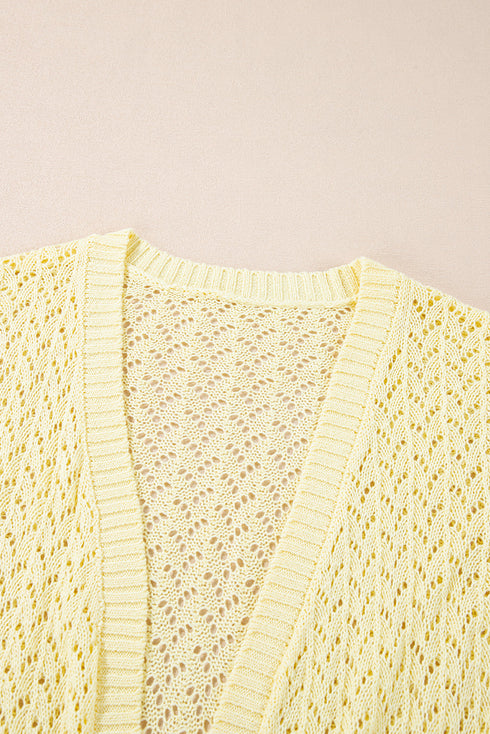 Lightweight Pointelle Knit Open Front Cardigan