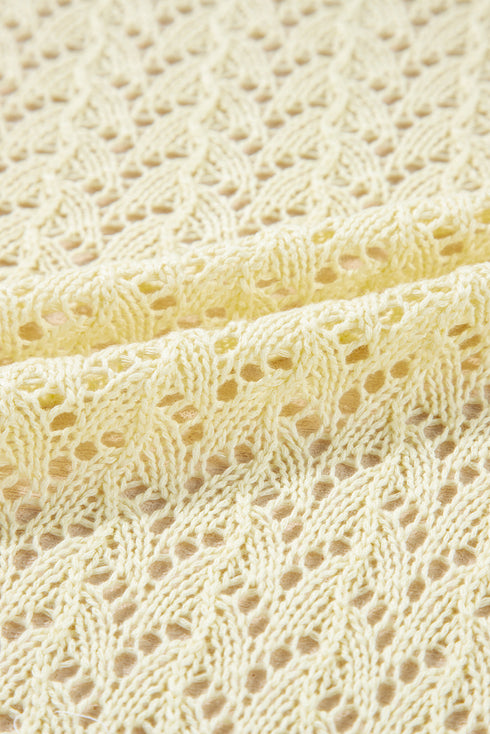 Lightweight Pointelle Knit Open Front Cardigan