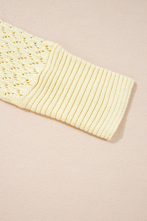 Lightweight Pointelle Knit Open Front Cardigan