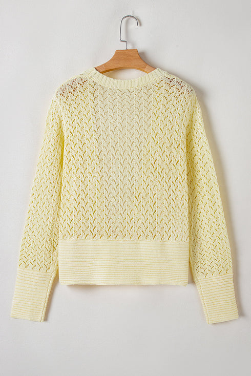 Lightweight Pointelle Knit Open Front Cardigan