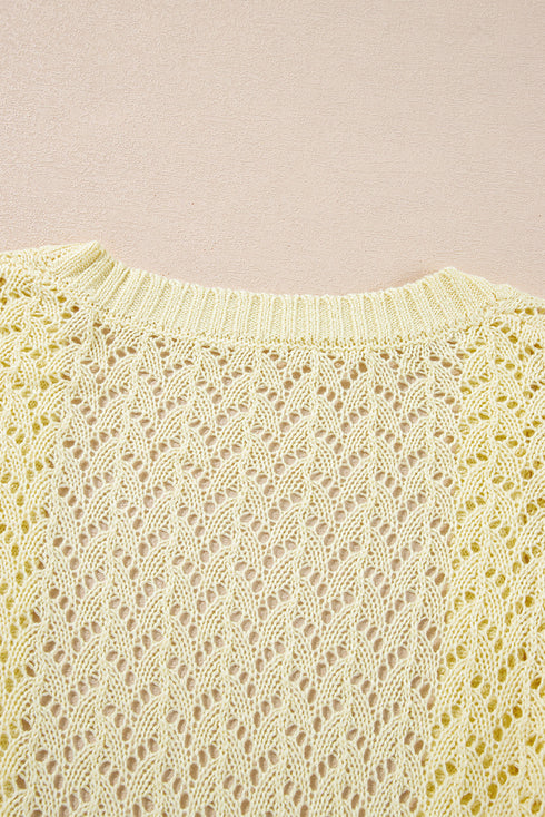 Lightweight Pointelle Knit Open Front Cardigan