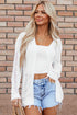 Lightweight Pointelle Open Front Long Sleeve Cardigan
