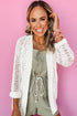 Lightweight Pointelle Open Front Long Sleeve Cardigan