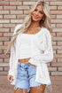 Lightweight Pointelle Open Front Long Sleeve Cardigan