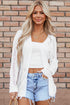 Lightweight Pointelle Open Front Long Sleeve Cardigan