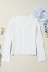 Lightweight Ribbed Knit Button Front V Neck Cardigan