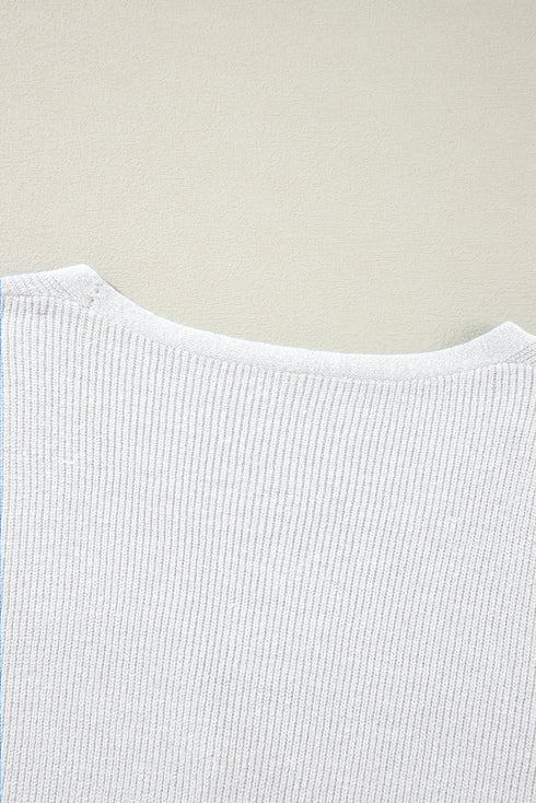 Lightweight Ribbed Knit Button Front V Neck Cardigan