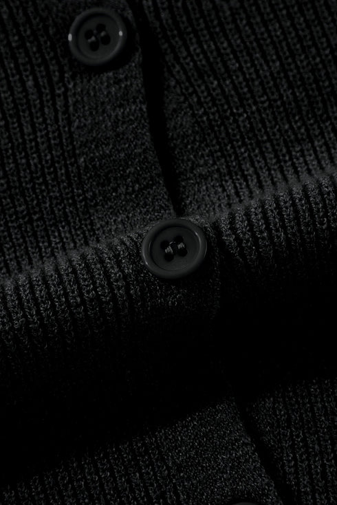 Lightweight Ribbed Knit Button Front V Neck Cardigan