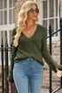 Lightweight Ribbed Knit Button Front V Neck Cardigan