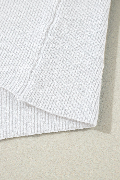 Lightweight Ribbed Knit Button Front V Neck Cardigan