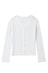 Lightweight Ribbed Knit Button Front V Neck Cardigan