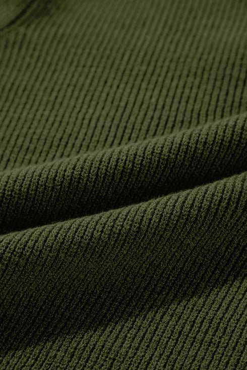 Lightweight Ribbed Knit Button Front V Neck Cardigan