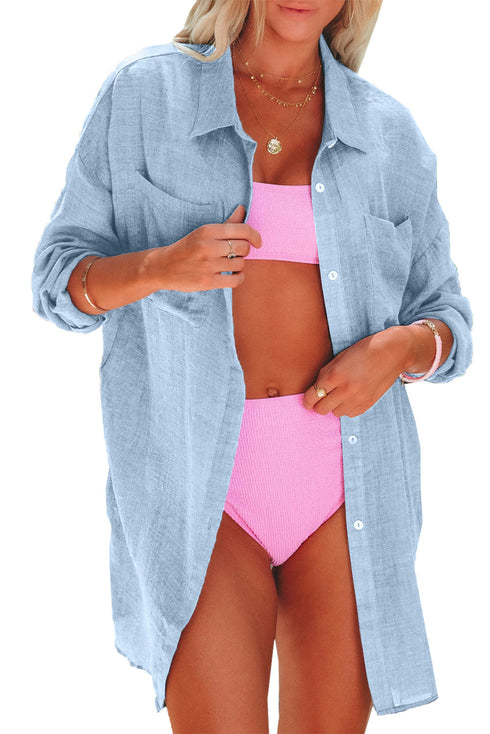 Lightweight Shirt Style Beach Cover Up