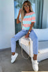 Lightweight Striped Crew Neck Knit Top