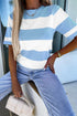 Lightweight Striped Crew Neck Knit Top