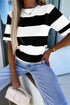 Lightweight Striped Crew Neck Knit Top