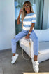 Lightweight Striped Crew Neck Knit Top