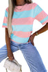Lightweight Striped Crew Neck Knit Top