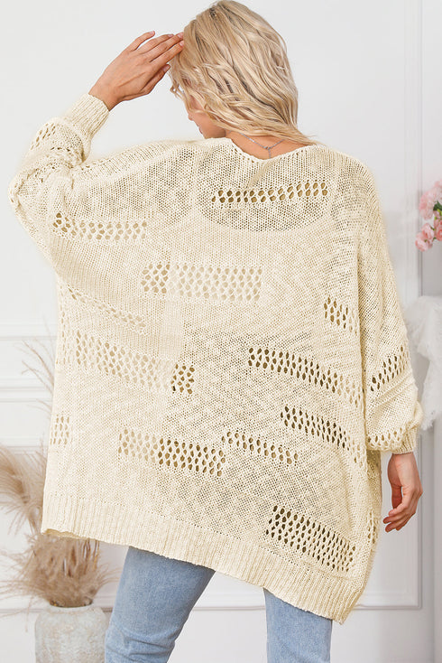 Lightweight Textured Open Front Boho Knit Cardigan