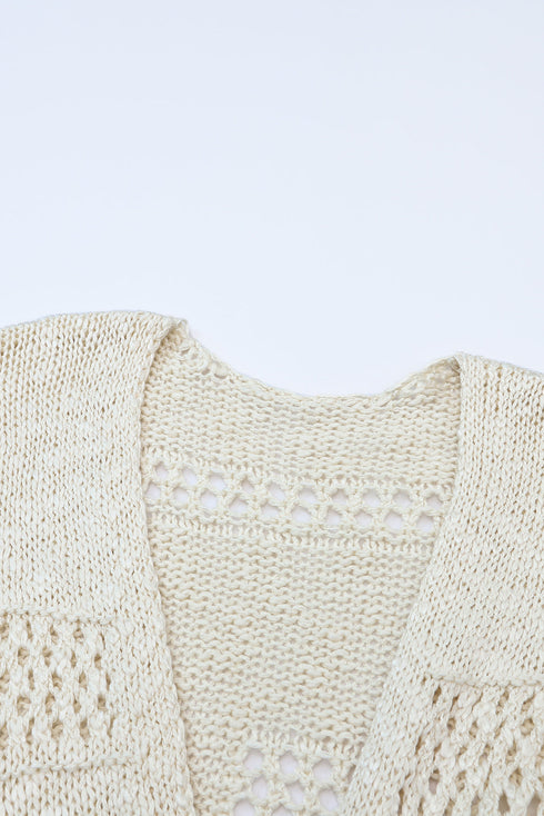 Lightweight Textured Open Front Boho Knit Cardigan