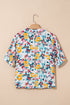 Lightweight Viscose Blend Floral Print Slit Neck Blouse