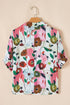 Lightweight Viscose Blend Floral Print Slit Neck Blouse