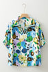 Lightweight Viscose Blend Floral Print Slit Neck Blouse