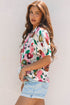 Lightweight Viscose Blend Floral Print Slit Neck Blouse