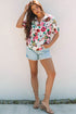 Lightweight Viscose Blend Floral Print Slit Neck Blouse