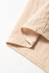 Linen Embroidery Split Neck Pom Pom Ruffle Sleeves Flowy Short Dress