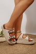 Linen Texture Dual Strap Buckle Detail Platform Slippers