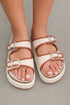Linen Texture Dual Strap Buckle Detail Platform Slippers