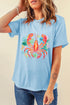 Lobster Graphic Print Short Sleeve Crew Neck Tee