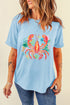 Lobster Graphic Print Short Sleeve Crew Neck Tee