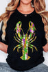 Lobster Heat Transfer Graphic Crew Neck Short Sleeve Shirt