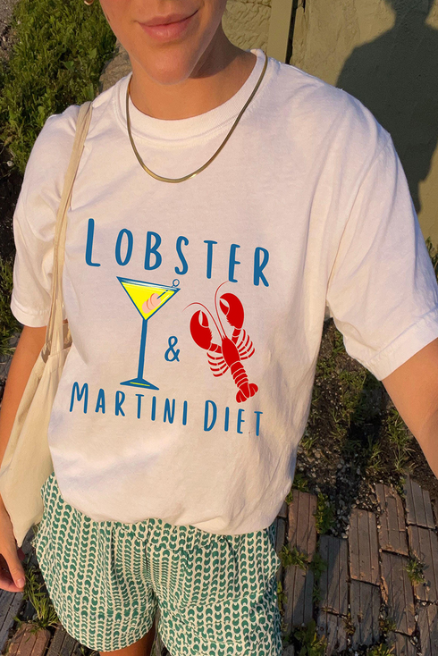 Lobster Martini Diet Graphic Print Short Sleeve Tee