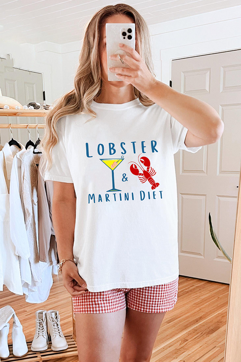 Lobster Martini Diet Graphic Print Short Sleeve Tee