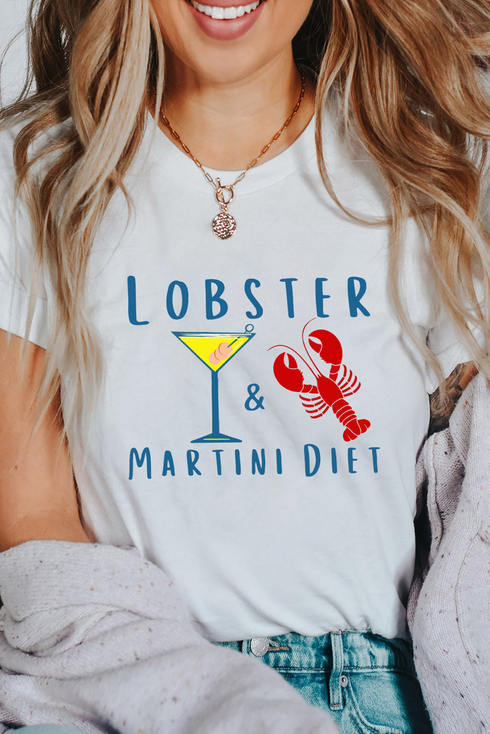 Lobster Martini Diet Graphic Print Short Sleeve Tee