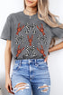 Lobster Pattern Checkered Bow Graphic Cotton Tee